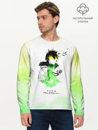 Мужской лонгслив базовый / Чёрный клевер Юно кислотный
