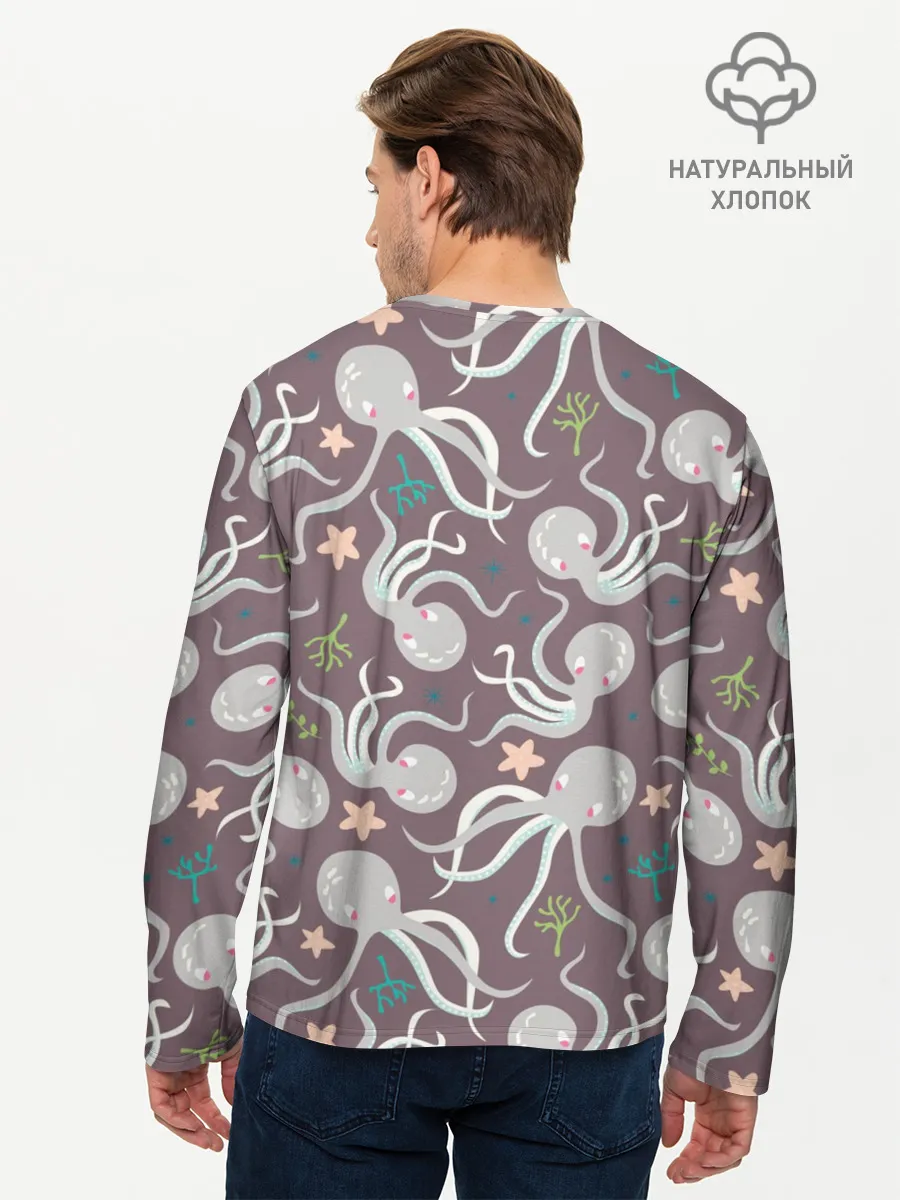 Мужской лонгслив базовый / Осьминоги