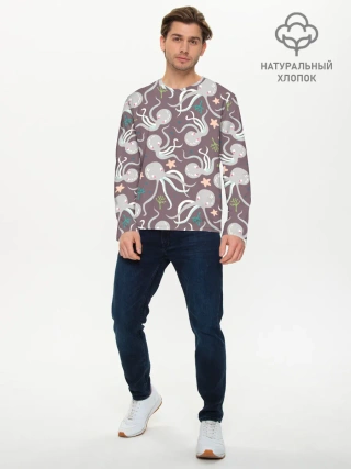 Мужской лонгслив базовый / Осьминоги