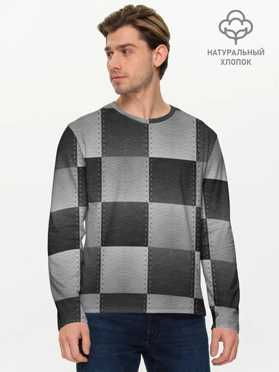 Мужской лонгслив базовый / Пэчворк из Кожи