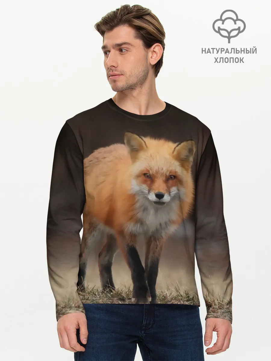 Мужской лонгслив базовый / Хитрая лисица