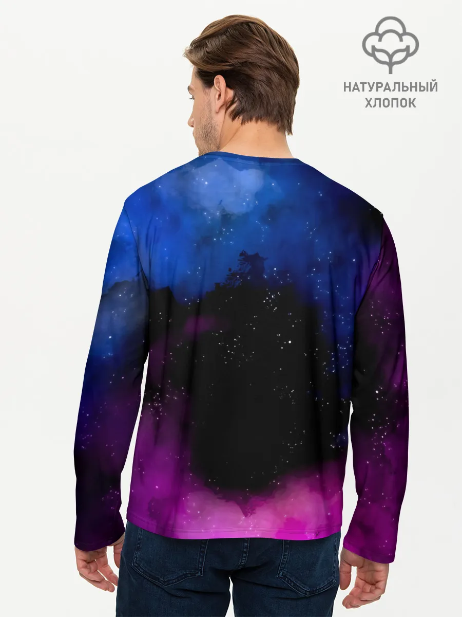 Мужской лонгслив базовый / Чёрный клевер космический Юно