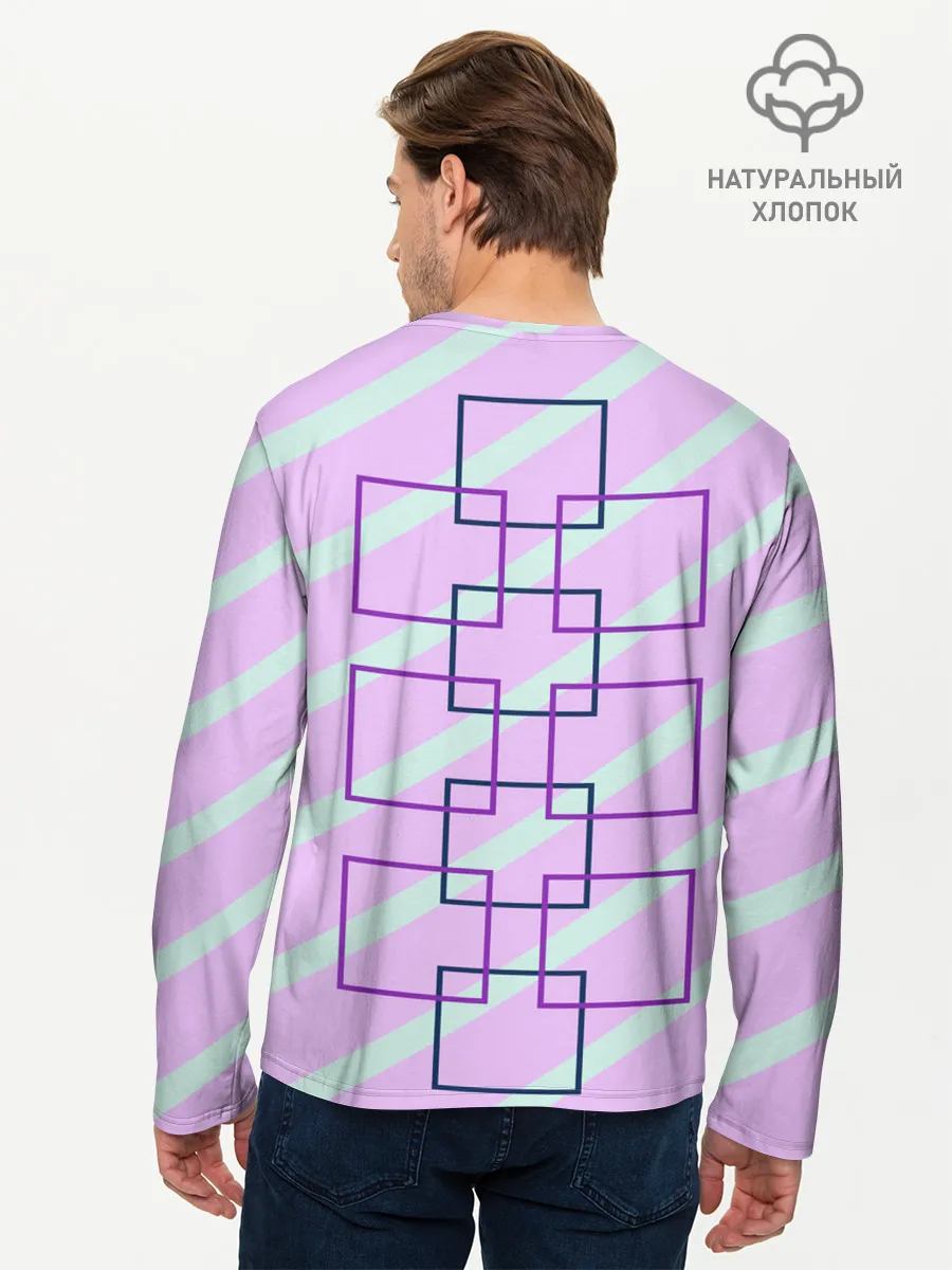 Мужской лонгслив базовый / графический: клетка полоска