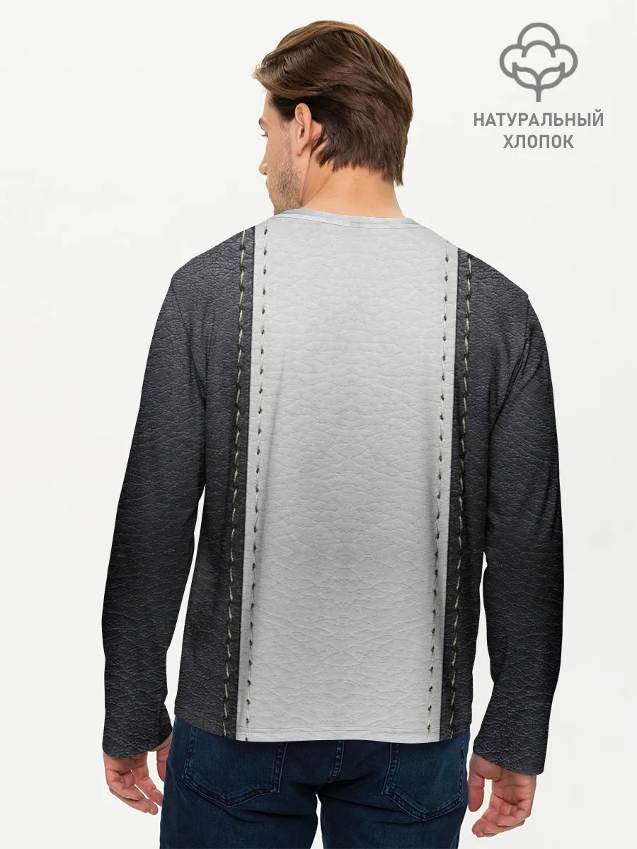 Мужской лонгслив базовый / Черно белая кожа