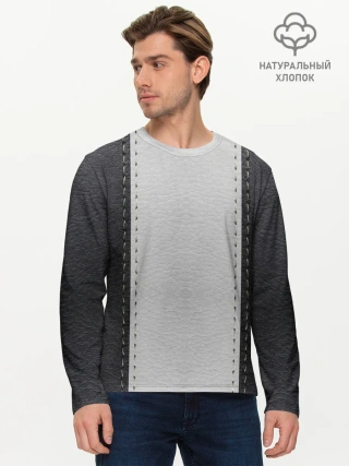 Мужской лонгслив базовый / Черно белая кожа
