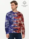 Мужской лонгслив базовый / Сине-Красные Разводы