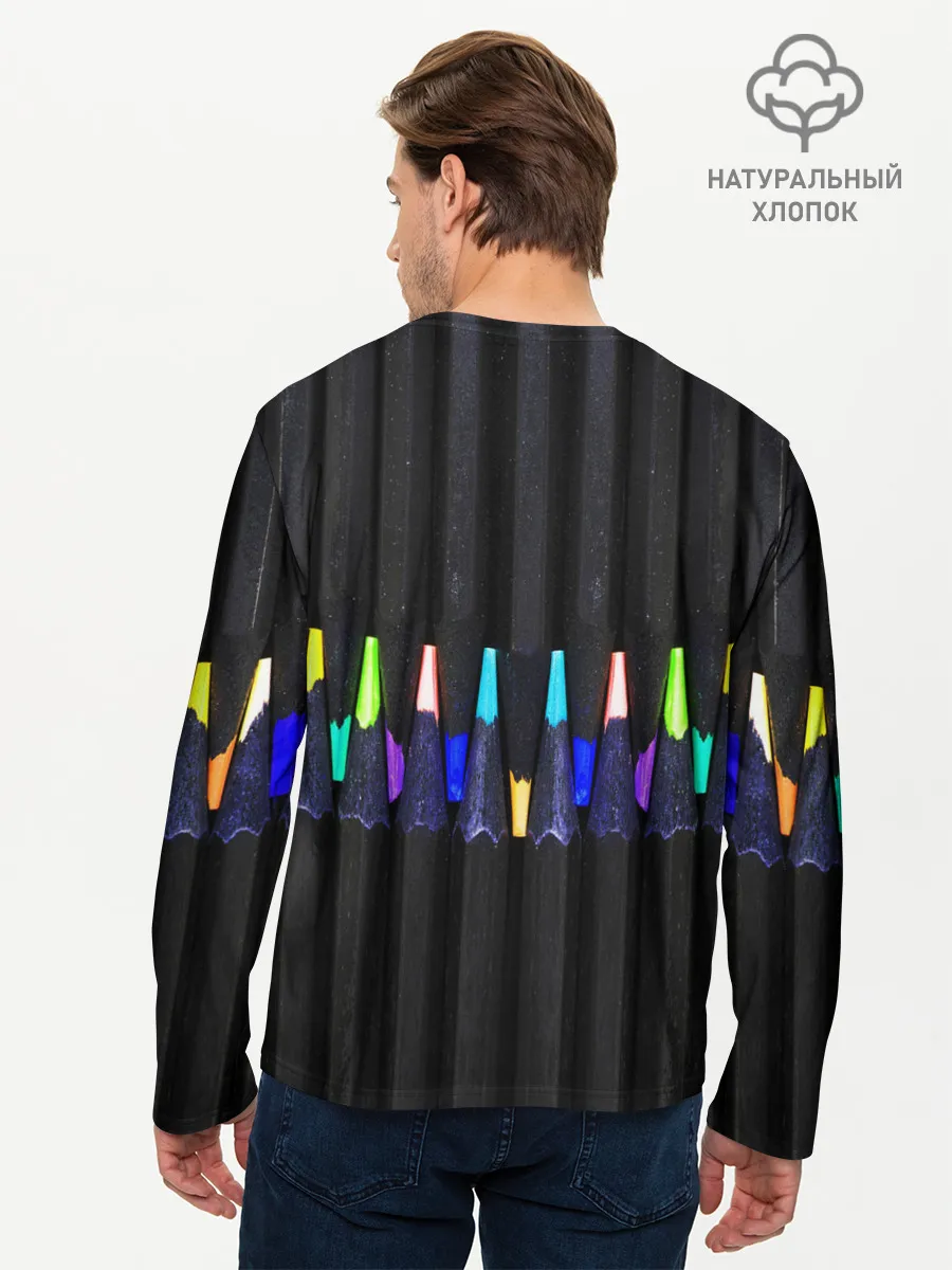 Мужской лонгслив базовый / Цветные Карандаши