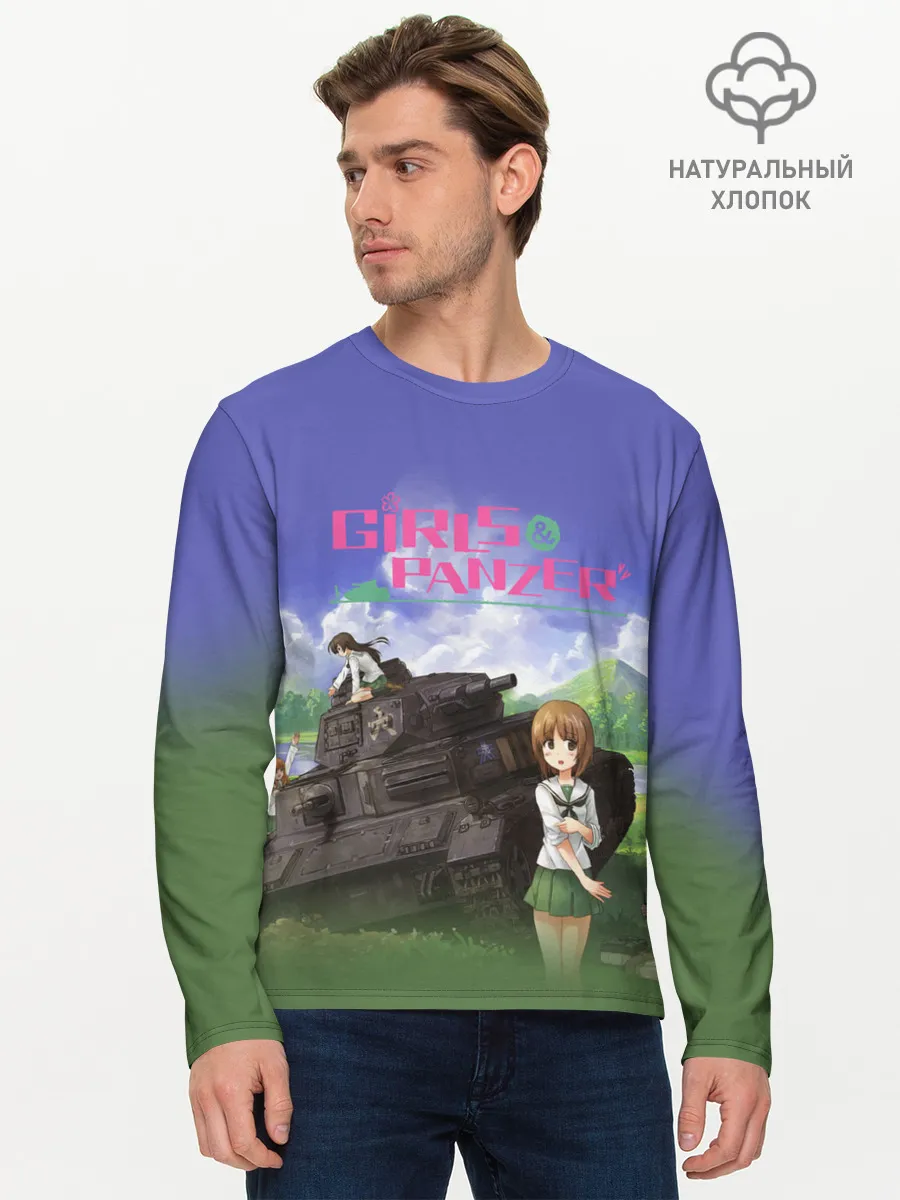 Мужской лонгслив базовый / Девушки и танки | Girls und Panzer