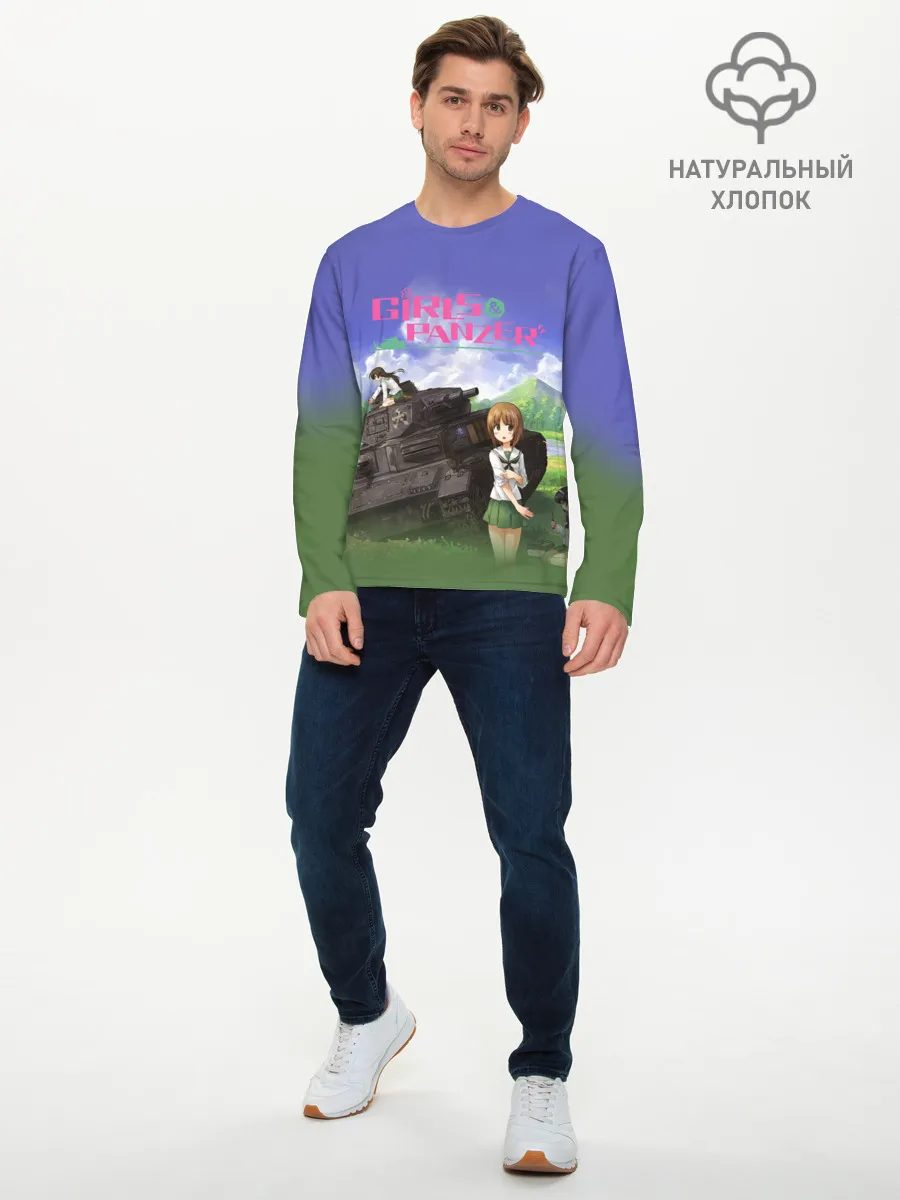 Мужской лонгслив базовый / Девушки и танки | Girls und Panzer