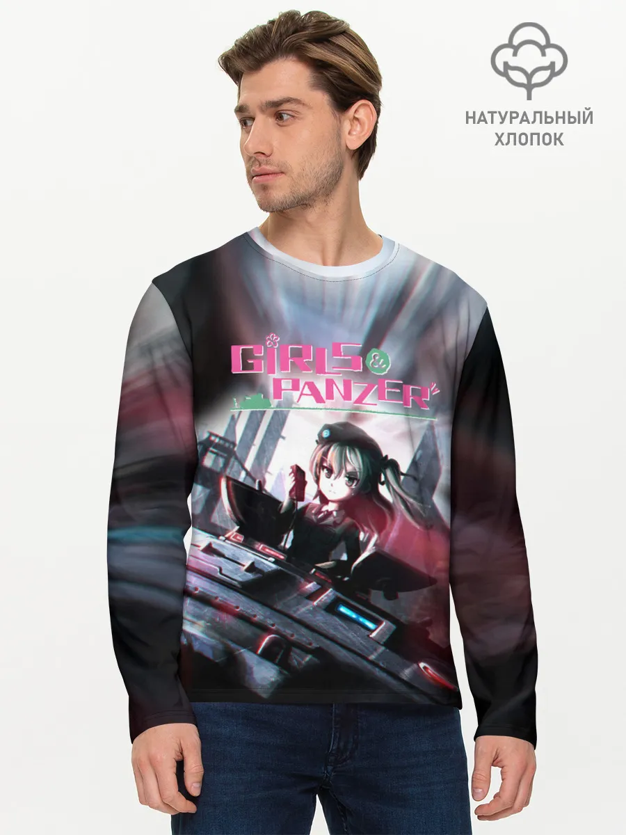 Мужской лонгслив базовый / Девушки и танки | Арису Симада
