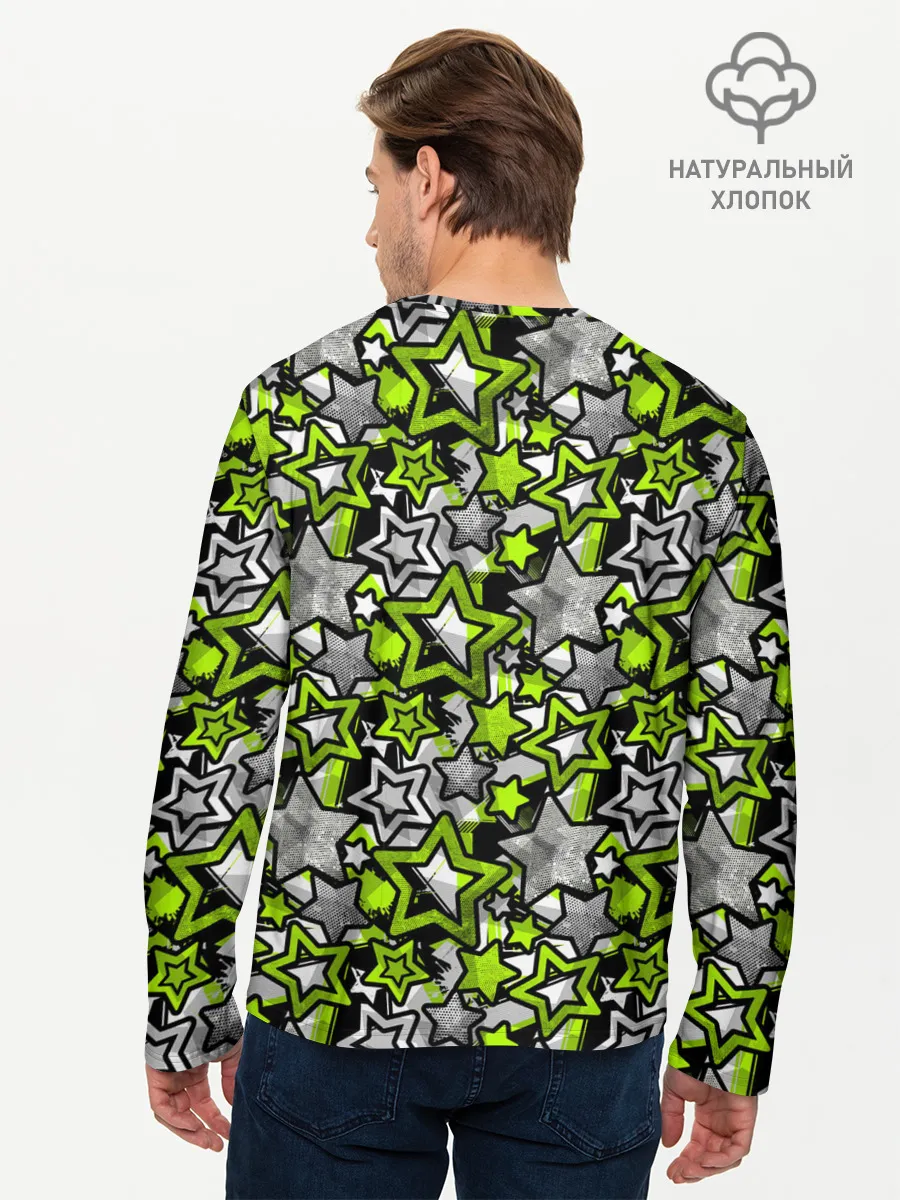 Мужской лонгслив базовый / 3D звездочки