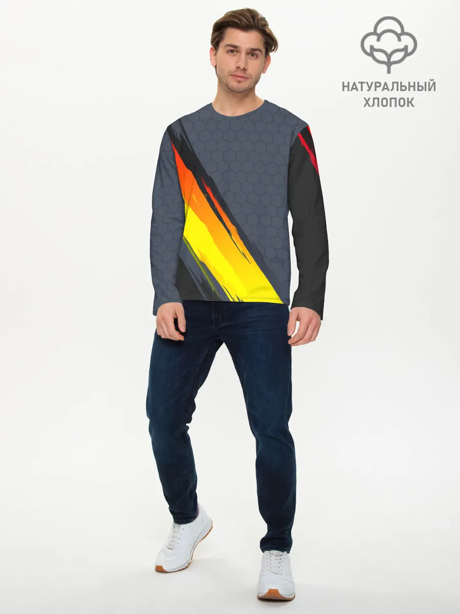 Мужской лонгслив базовый / Gray Yellow Style
