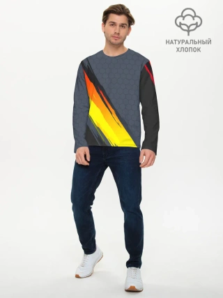 Мужской лонгслив базовый / Gray Yellow Style