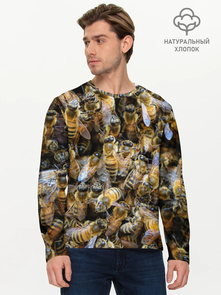 Мужской лонгслив базовый / Пчёлы
