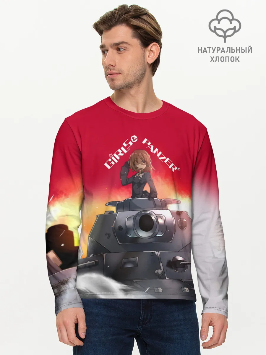 Мужской лонгслив базовый / Girls und Panzer | Девушки и танки