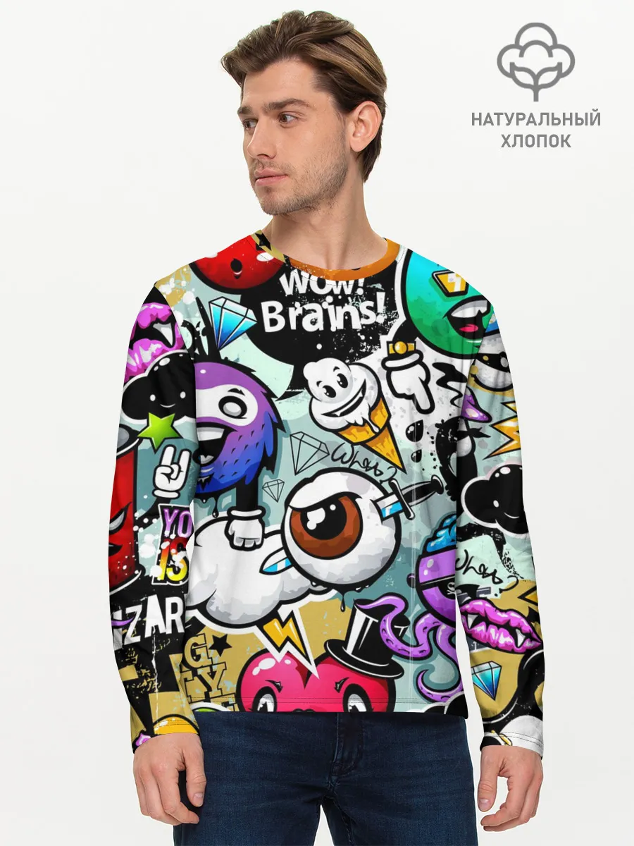 Мужской лонгслив базовый / Граффити