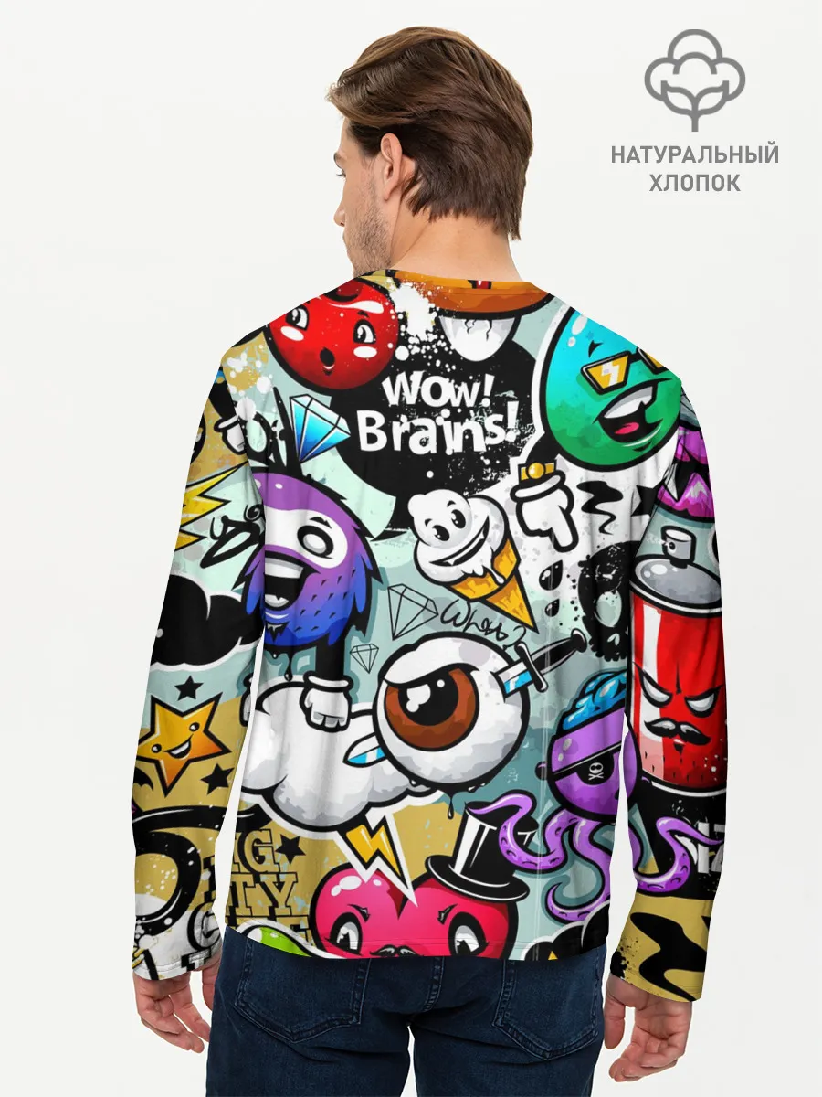 Мужской лонгслив базовый / Граффити