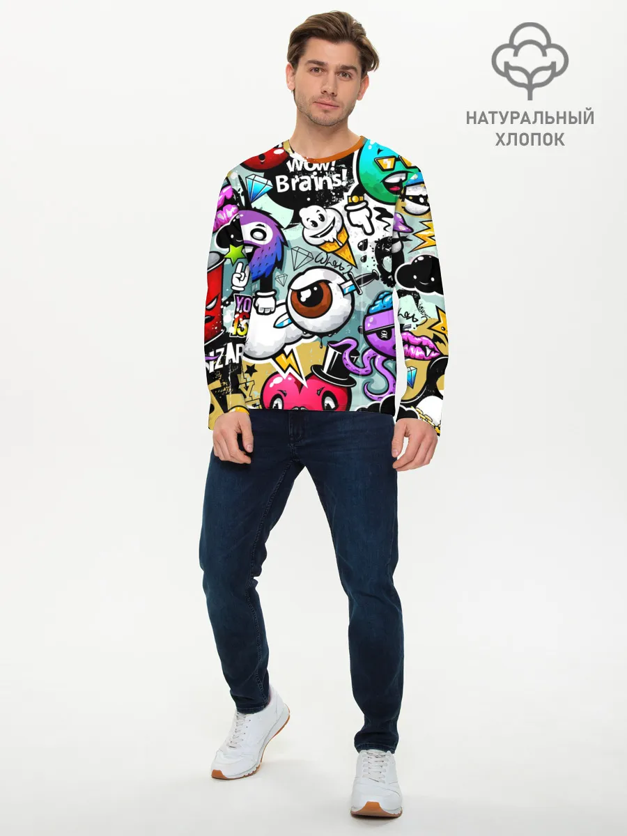Мужской лонгслив базовый / Граффити