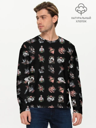 Мужской лонгслив базовый / Уличные эмблемы