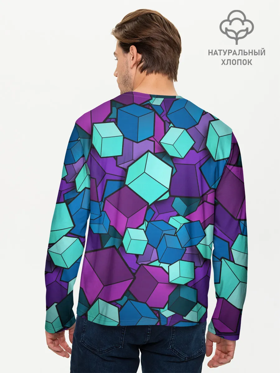 Мужской лонгслив базовый / СИРЕНЕВЫЕ КУБЫ