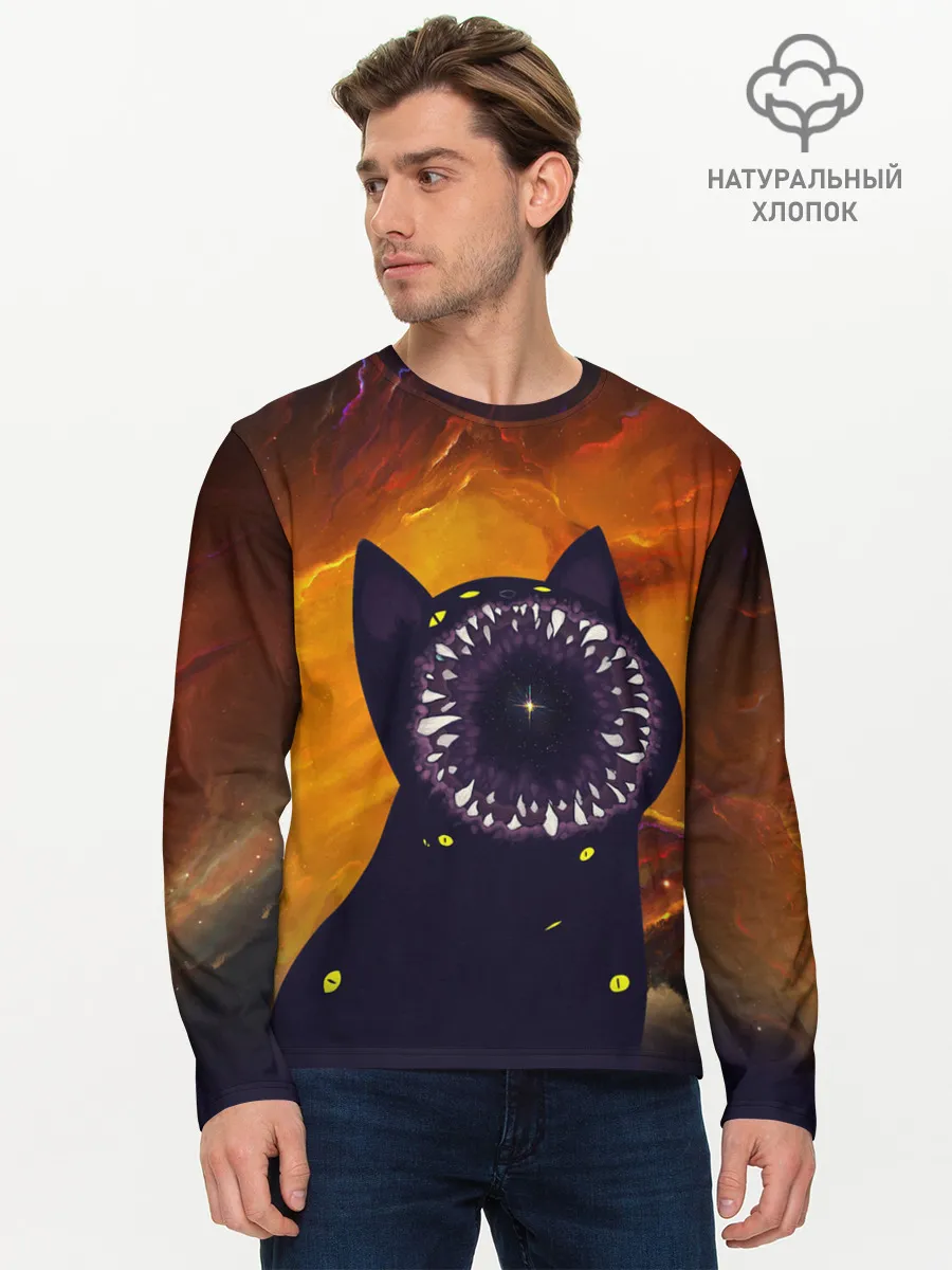 Мужской лонгслив базовый / Космический кот | Space Cat