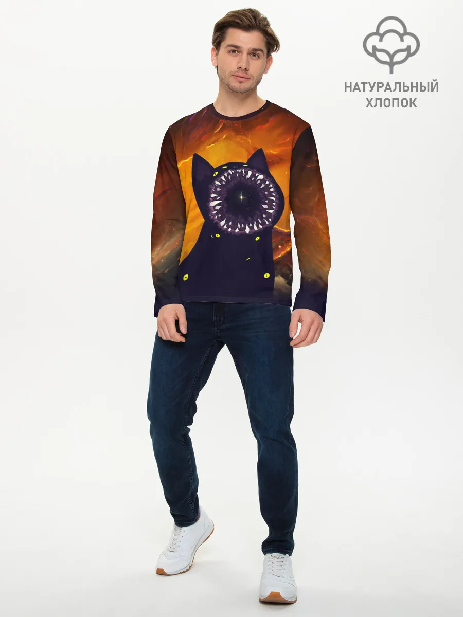 Мужской лонгслив базовый / Космический кот | Space Cat