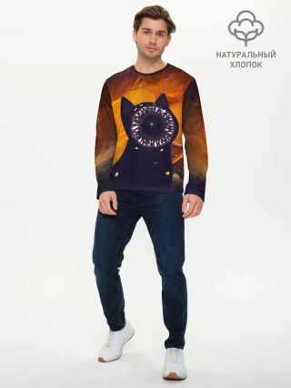 Мужской лонгслив базовый / Космический кот | Space Cat