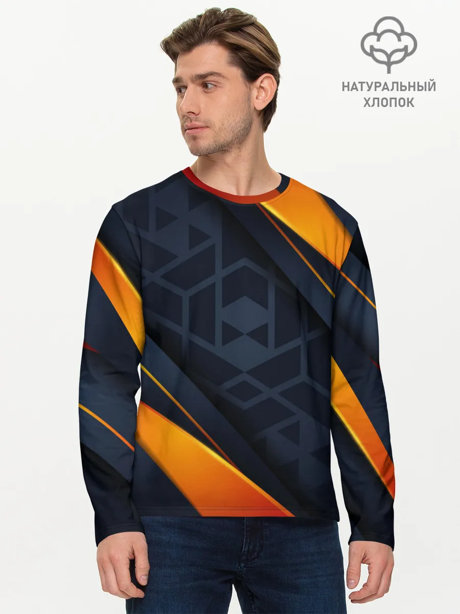 Мужской лонгслив базовый / BLACK ORANGE