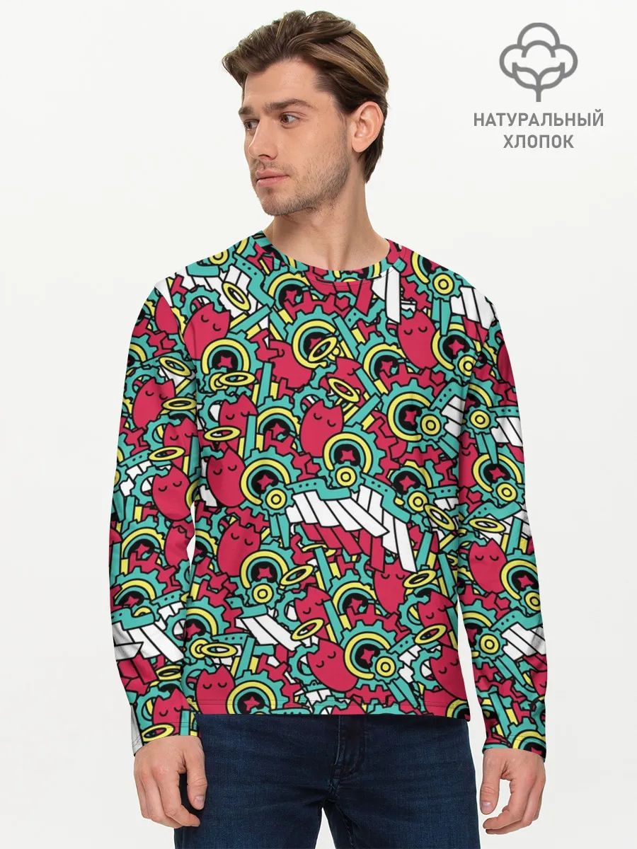 Мужской лонгслив базовый / РЭКИ КЯН ПАТТЕРН | SK8