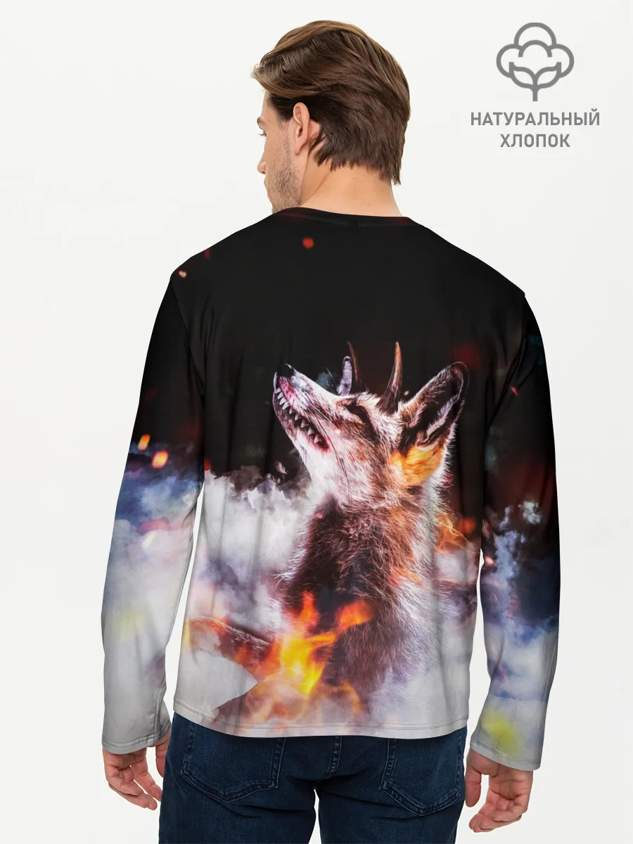 Мужской лонгслив базовый / Лиса с рогами