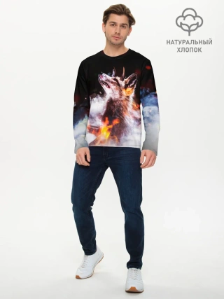 Мужской лонгслив базовый / Лиса с рогами