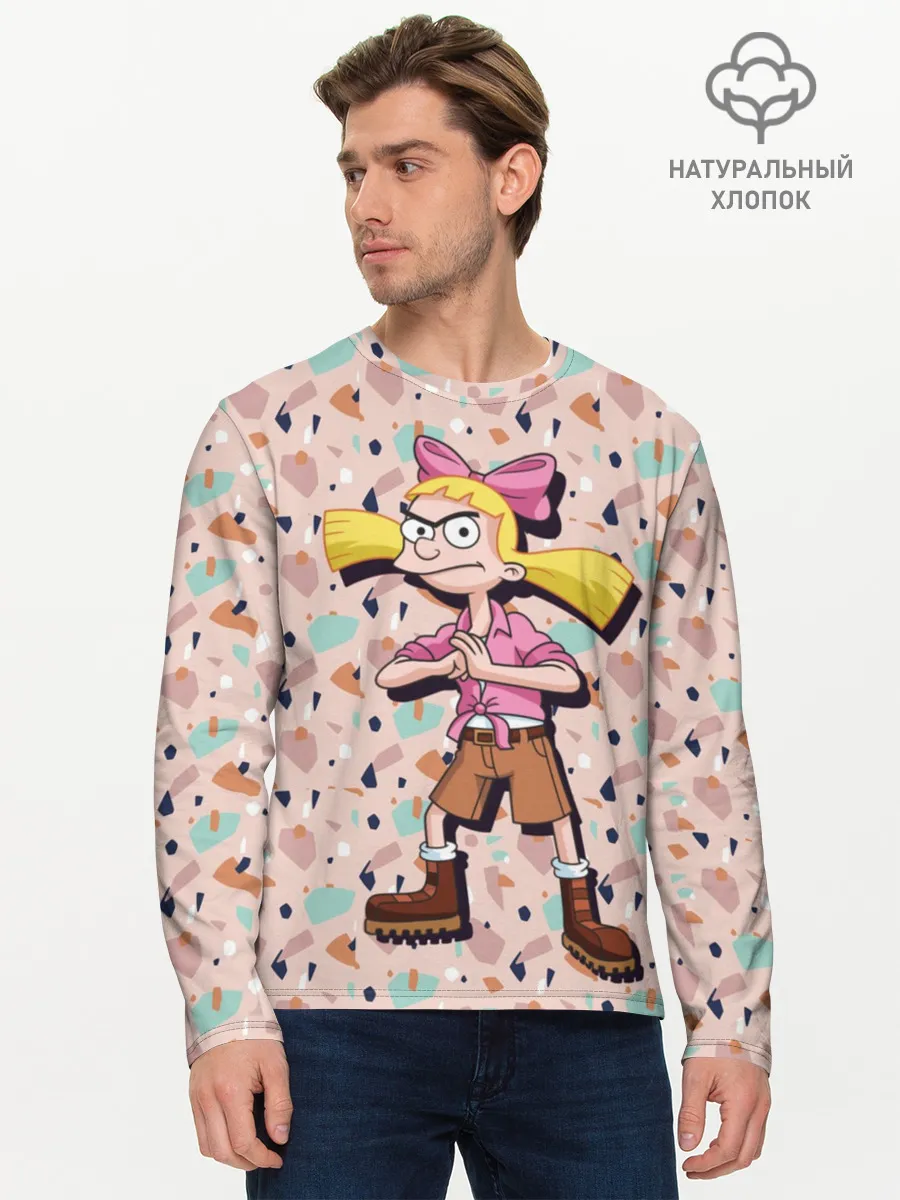 Мужской лонгслив базовый / Эй, Арнольд! Хельга Патаки