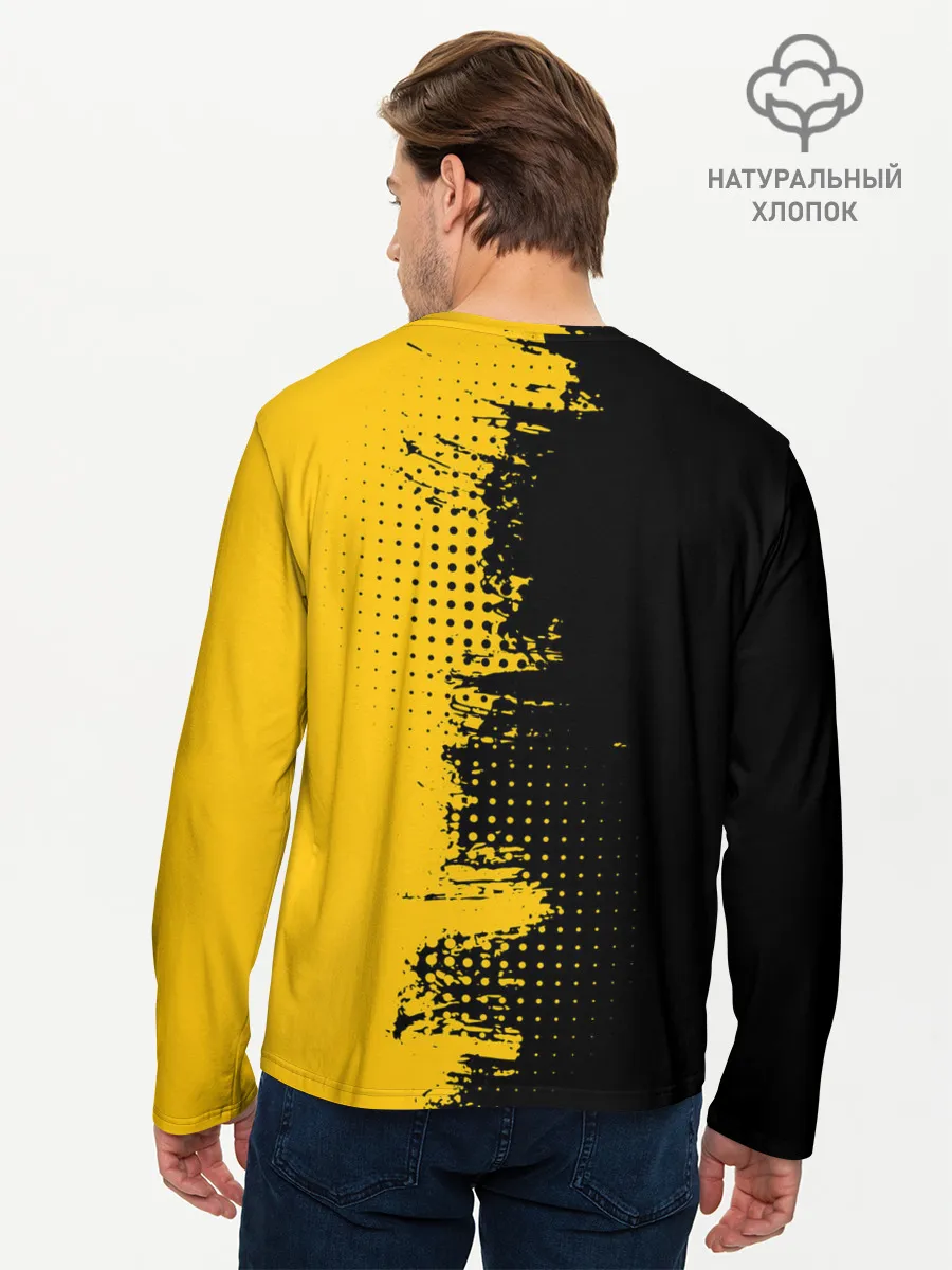 Мужской лонгслив базовый / ЧЕРНО ЖЕЛТЫЙ ГРАНЖ | GRUNGE