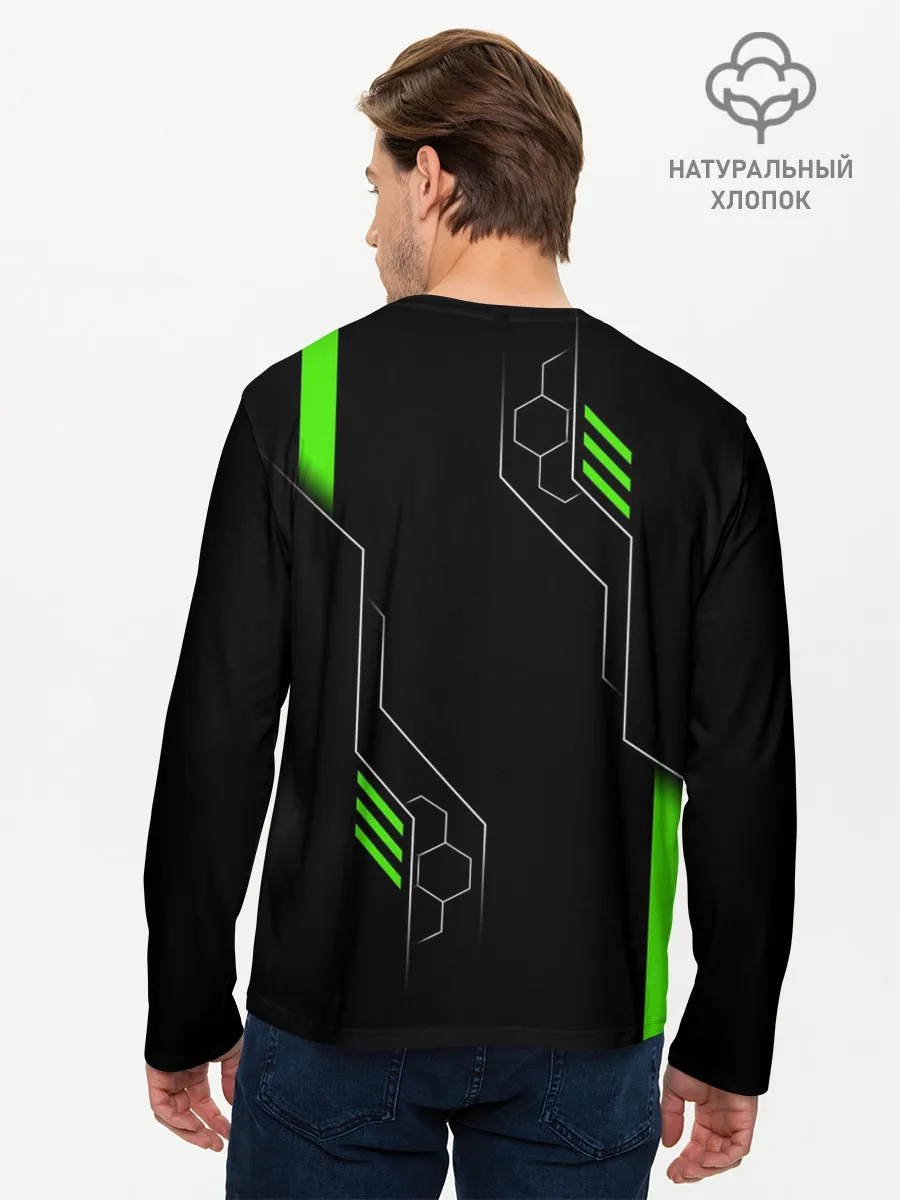 Мужской лонгслив базовый / ФУТУРИСТИЧНАЯ БРОНЯ | ЗЕЛЕНАЯ