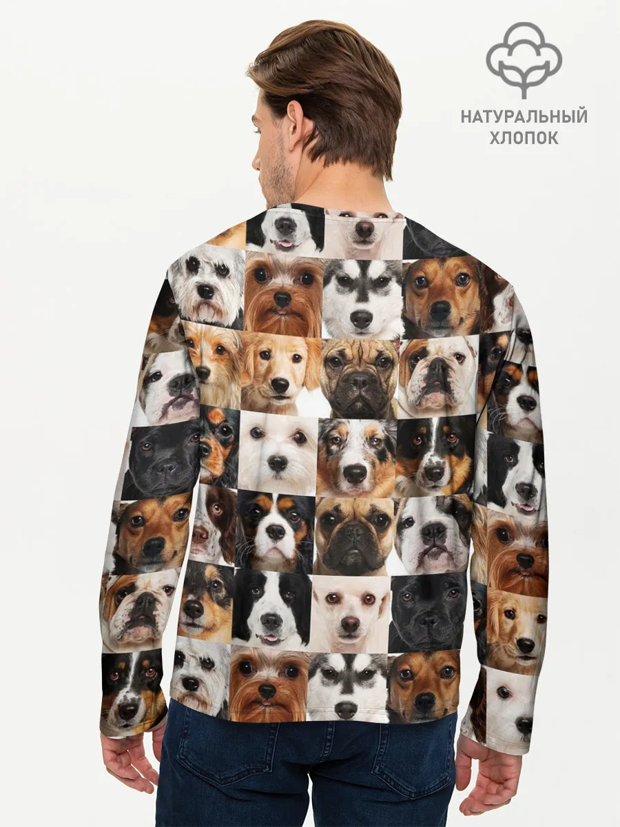 Мужской лонгслив базовый / Я ЛЮБЛЮ СОБАК / I LOVE DOGS