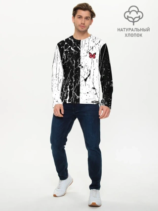 Мужской лонгслив базовый / ЧБ ГРАНЖ | RED BUTTERFLY