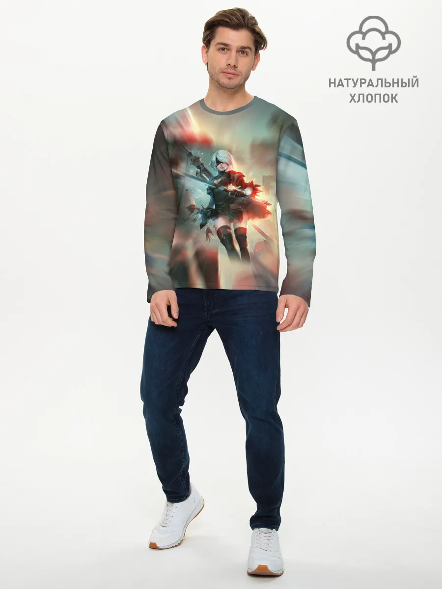 Мужской лонгслив базовый / 2B | Nier Automata
