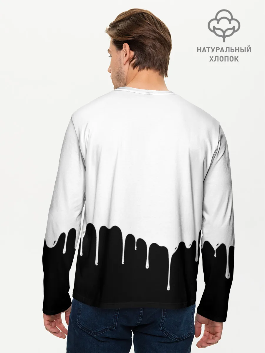 Мужской лонгслив базовый / Черный Аста белая краска