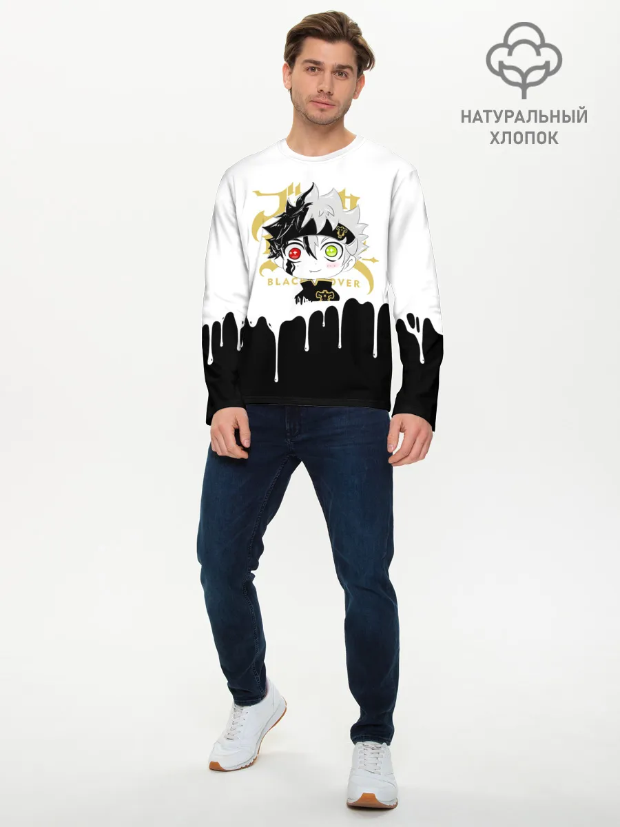 Мужской лонгслив базовый / Черный Аста белая краска