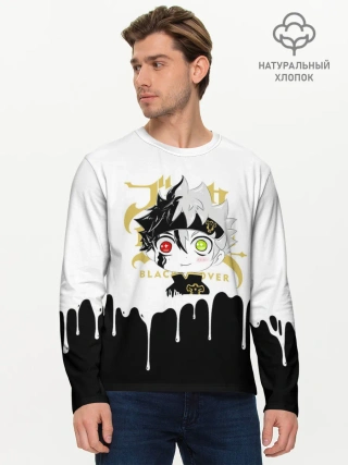 Мужской лонгслив базовый / Черный Аста белая краска