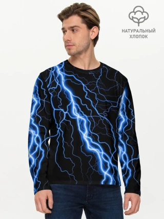 Мужской лонгслив базовый / ГОЛУБАЯ МОЛНИЯ / ГРОЗА