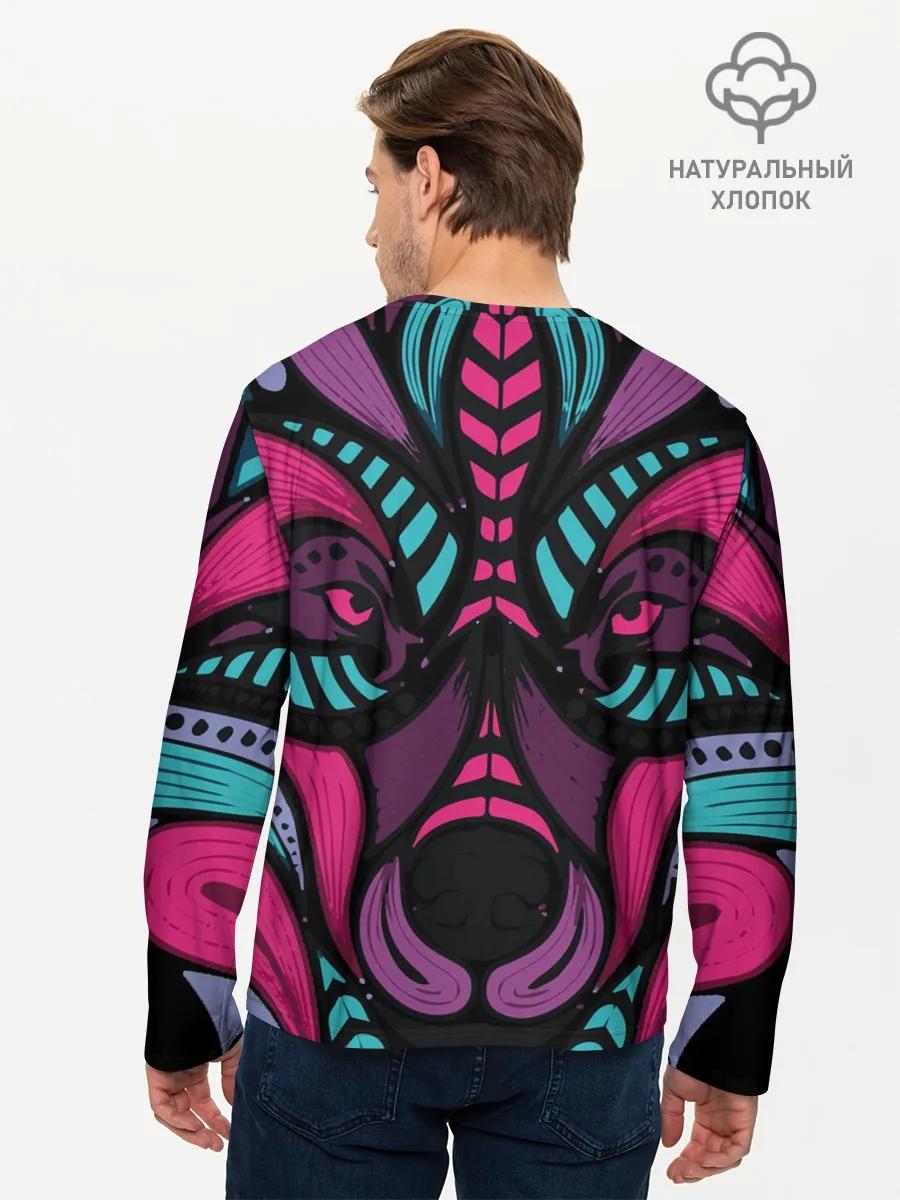 Мужской лонгслив базовый / Морда волка