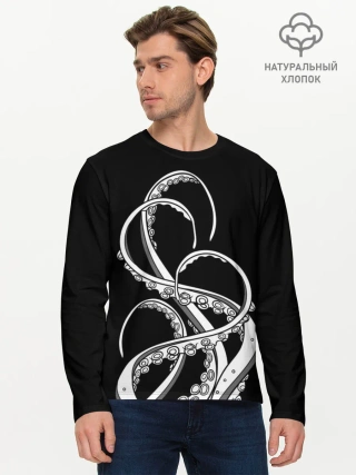 Мужской лонгслив базовый / Octopus Black and White