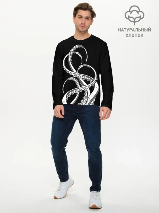 Мужской лонгслив базовый / Octopus Black and White