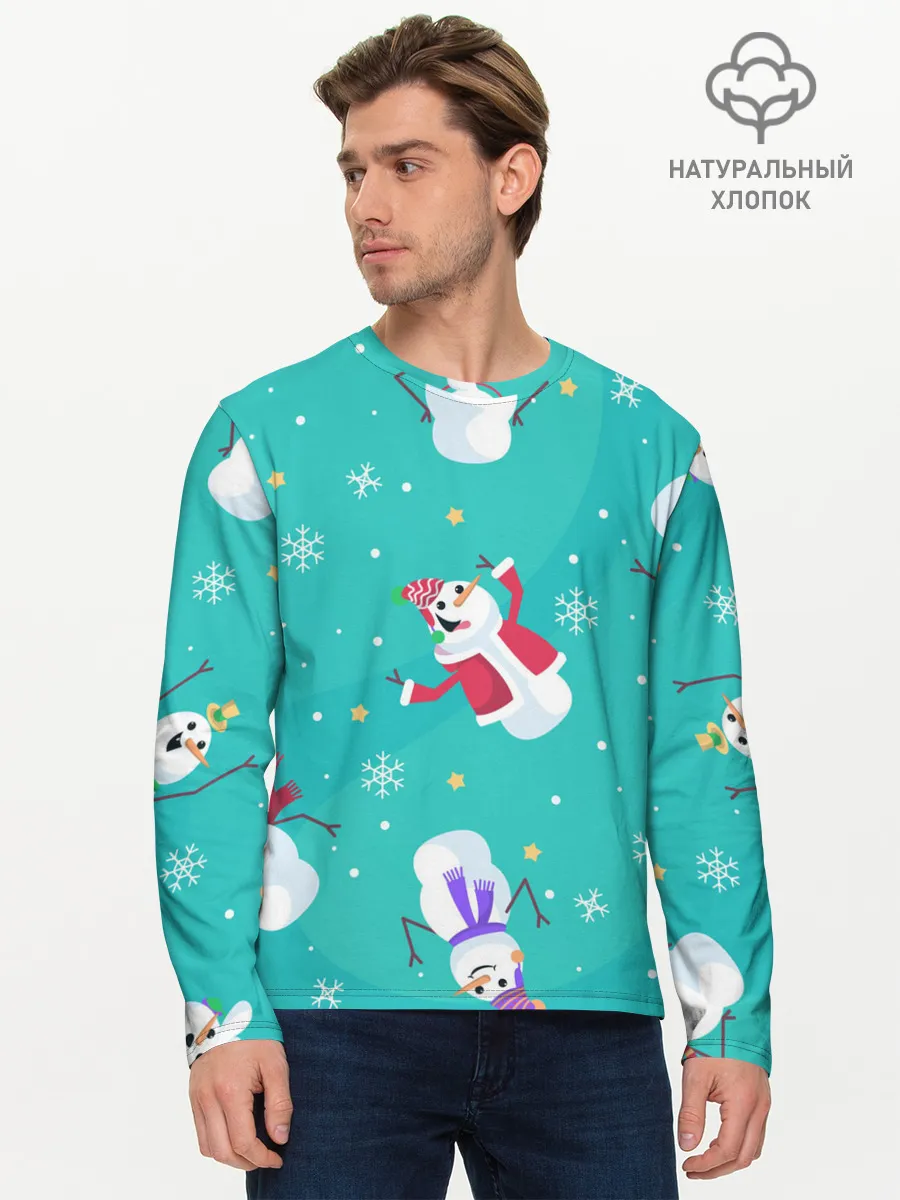 Мужской лонгслив базовый / РазНые Снеговики