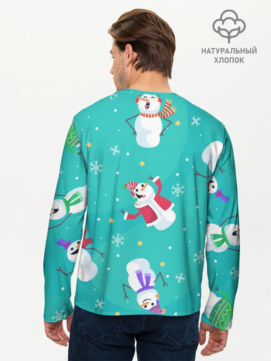 Мужской лонгслив базовый / РазНые Снеговики
