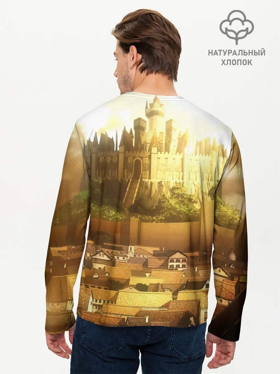 Мужской лонгслив базовый / Чёрный клевер город