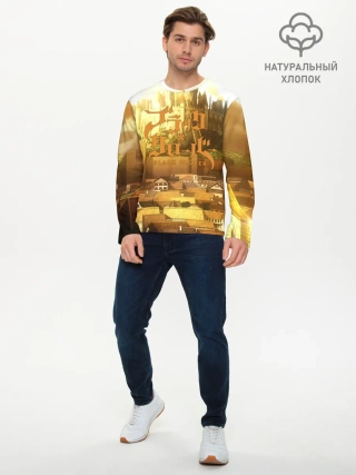 Мужской лонгслив базовый / Чёрный клевер город