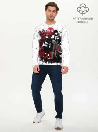 Мужской лонгслив базовый / Чёрный клевер Аста и Юно