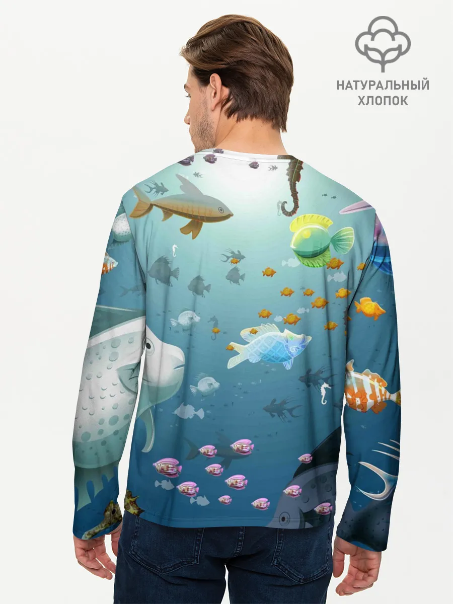 Мужской лонгслив базовый / Мультяшные рыбки | Пляжная